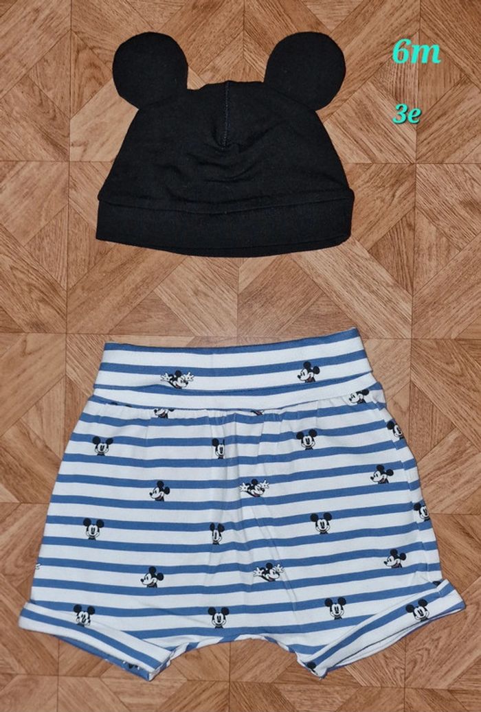 Short et bonnet mickey 6mois h&m