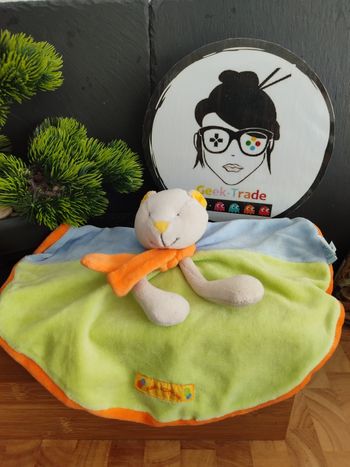 doudou plat moulin roty nestor et & capucine ours vert bleu orange Écharpe Crème