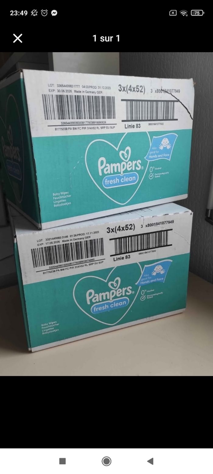 Lot de lingettes Pampers