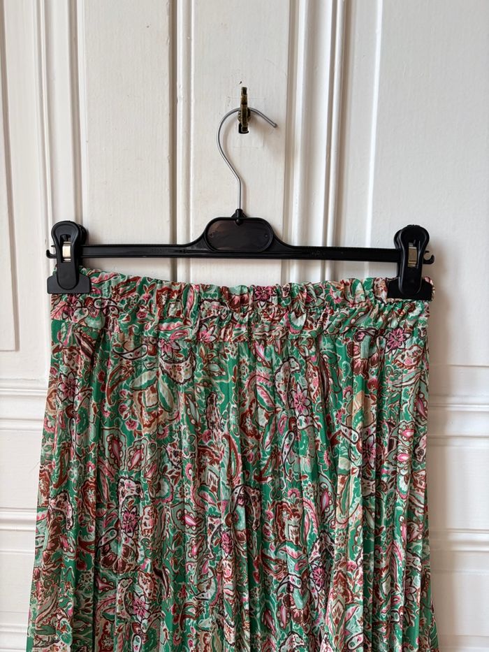 Jupe plissée verte à fleurs Sénés taille 38 - photo numéro 4