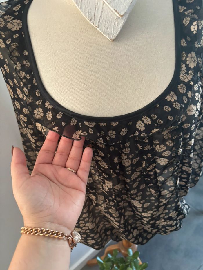Blouse 1.2.3. translucide noire/taupe T44 - photo numéro 5