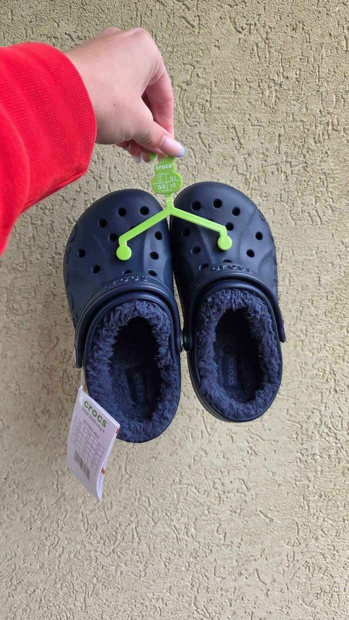 Crocs fourrées bleu marine pour enfant