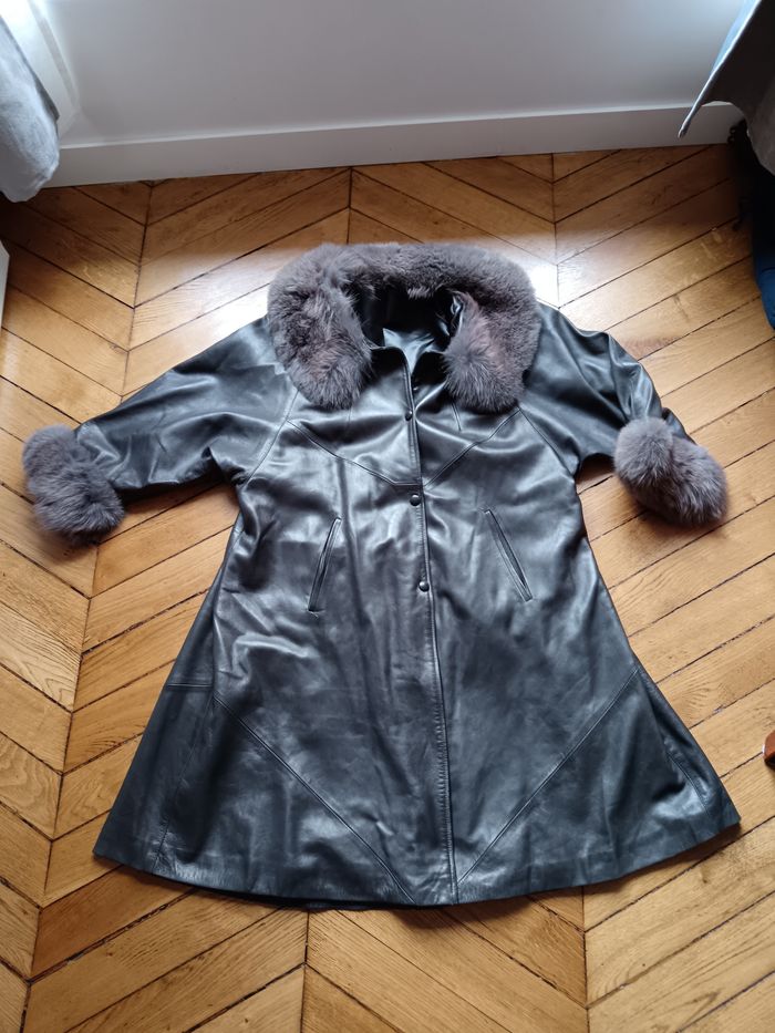 Manteau vintage intersaison cuir 40 - photo numéro 2