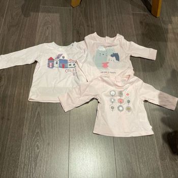 Lot de 3 hauts roses manches longues 3 mois
