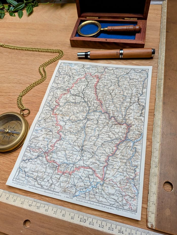 Imprimée en 1928, carte du Luxembourg, Vintage Authentique (cadre non inclus ) - photo numéro 4