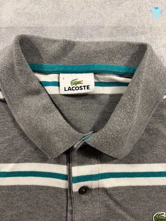 Polo Lacoste Manche longue Gris et vert Taille L - photo numéro 3