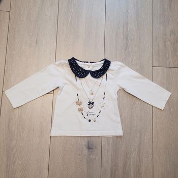 Tres beau maillot blanc, bleu marine et or. Fille 18 mois. Marque Gémo