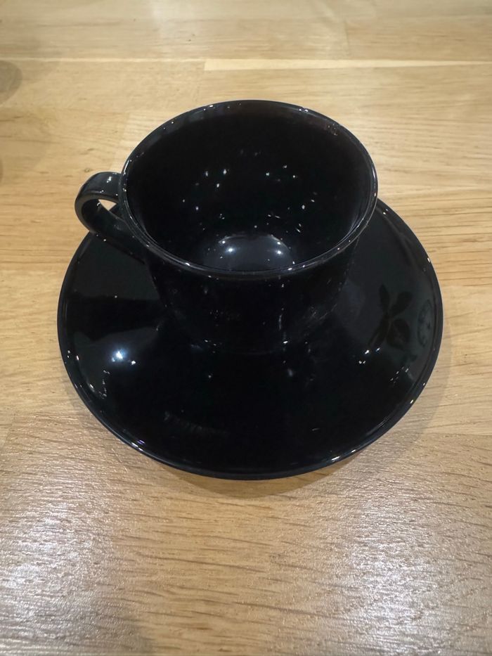 Lot de 6 tasses expresso et soucoupes noires