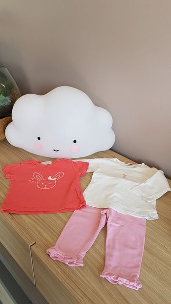 Ensemble leggin, maillot longues manches et tee shirt 6 mois