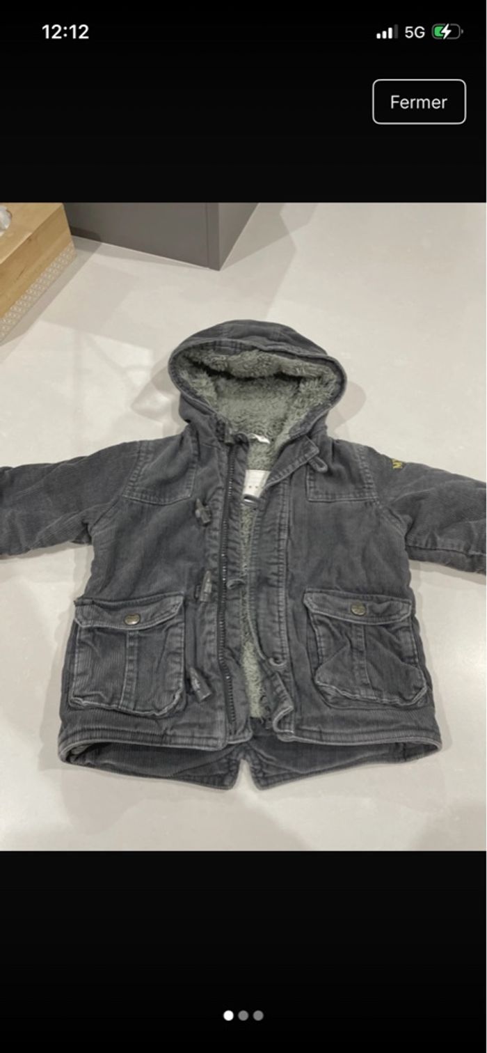 Manteau Hiver 18 mois Kidkanaï velours Gris