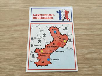 Carte région Languedoc-Roussillon pièce jeu de société Richesses de France édition Nathan #A42