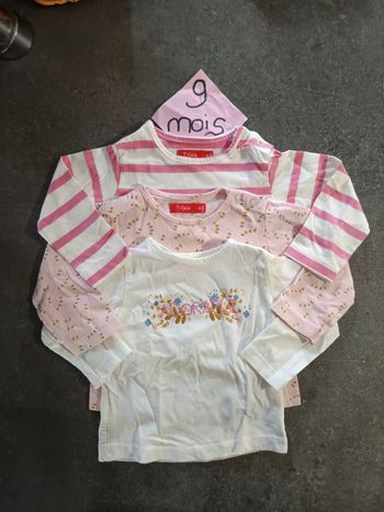 Lot 3 t-shirts tissaia 9 mois