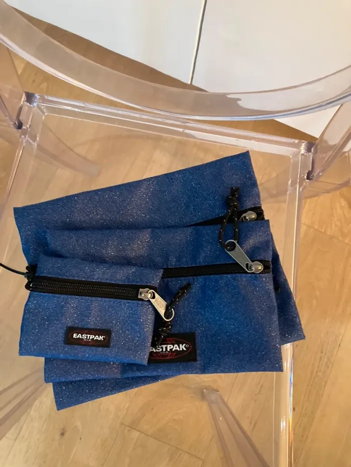 Eastpak Marny pouch bag lot de 3 pochettes bleu pailletée - photo numéro 2
