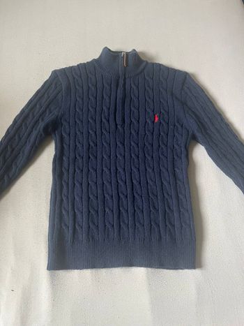 Pull Ralph Lauren bleu marine torsadé demi-zip