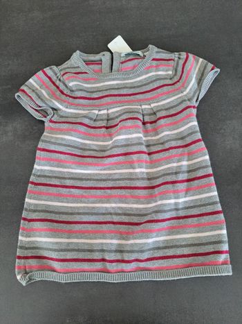 robe obaibi ligné gris et rose 12 mois
