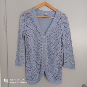 Gilet bleu clair ajouré t40/42