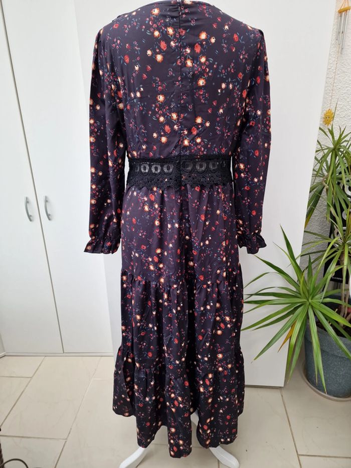 Robe Noire Dentelles Imprimé Fleurs Florale Fleurie - photo numéro 7