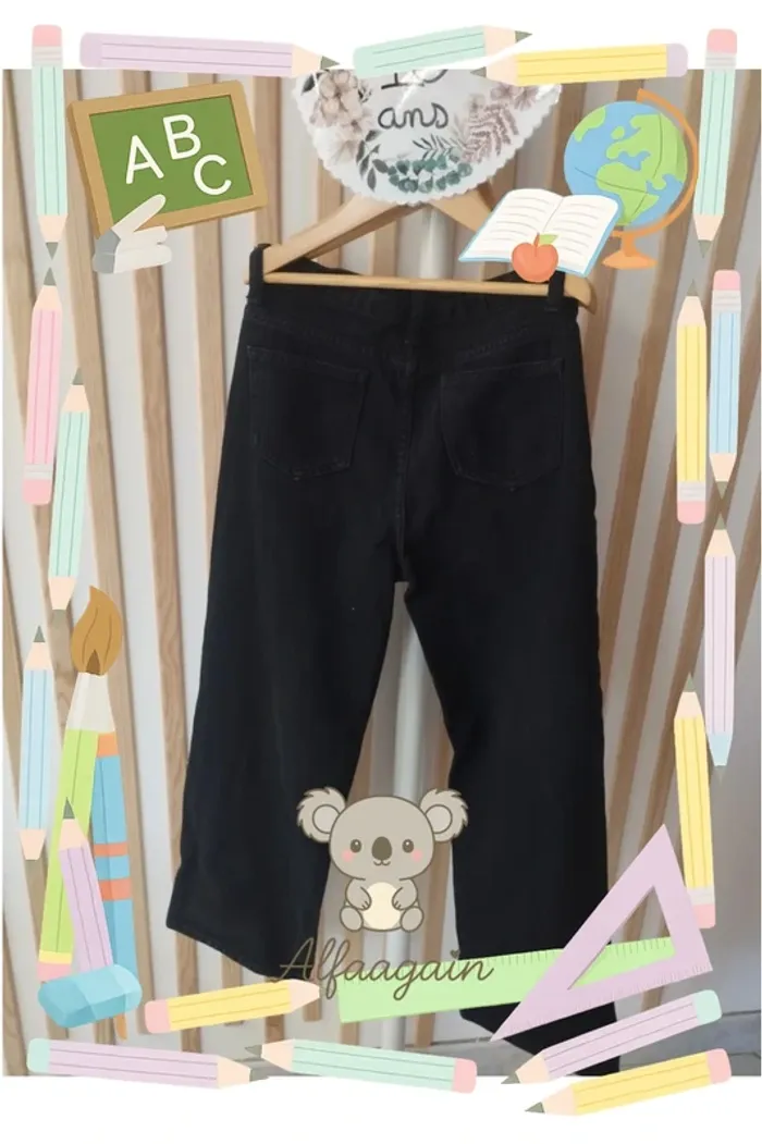 Jean noir large taille haute 10ans shein - photo numéro 6