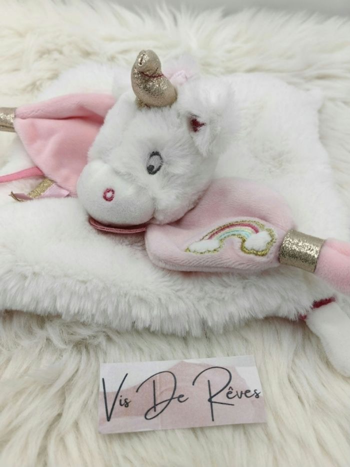 Doudou plat licorne blanc rose Poudre D'Etoiles BN0322 Baby Nat - photo numéro 2