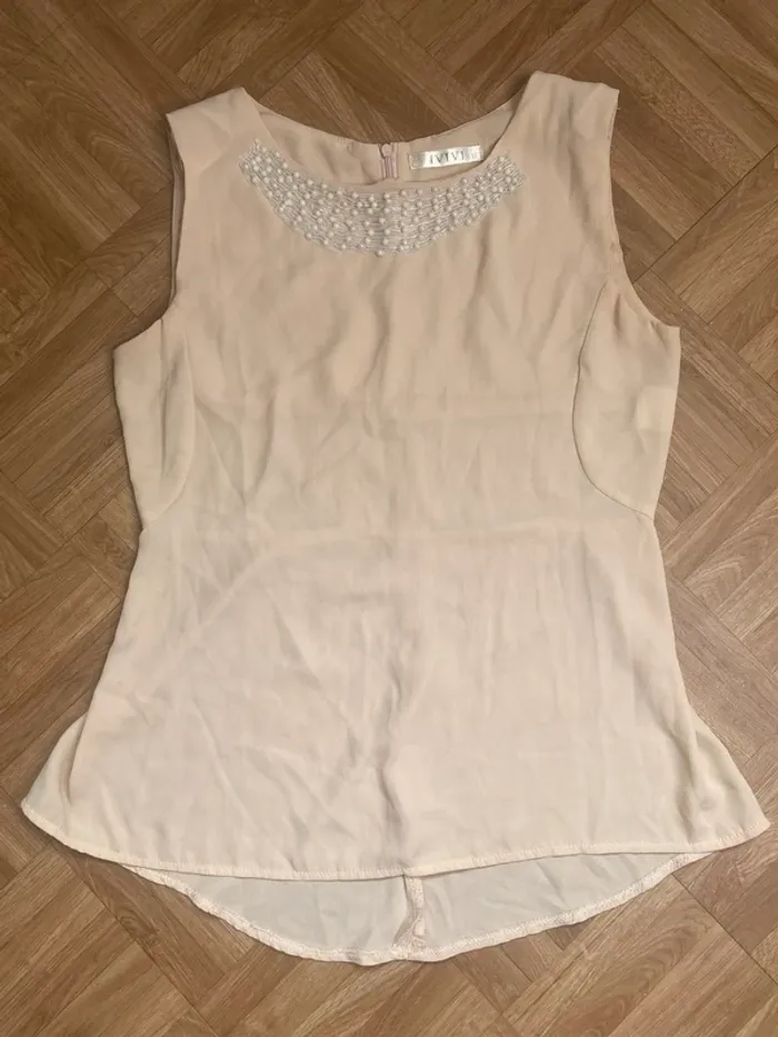 Top sans manches rose perlé vintage Ivivi