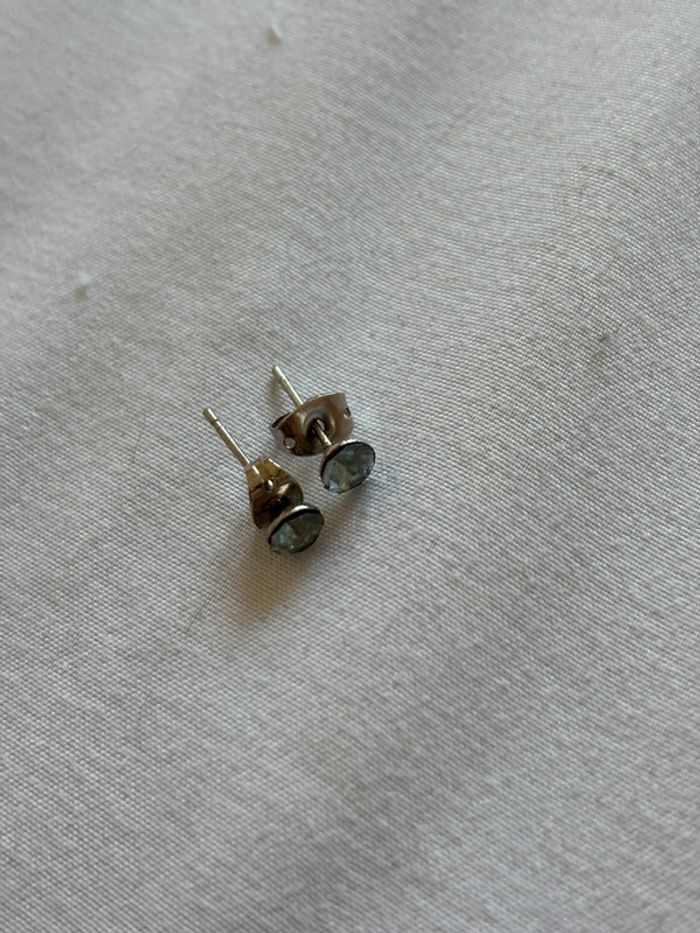 mini paires de boucles d’oreilles style pierre bleu strass métal - photo numéro 2