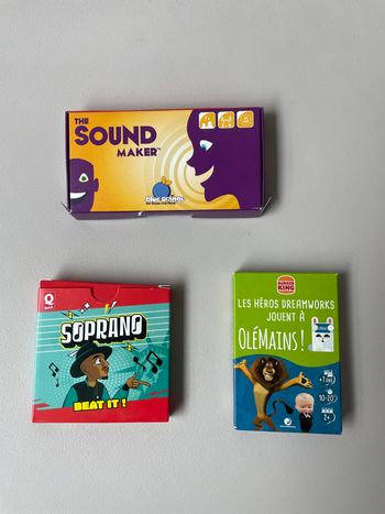 Lot jeux de cartes neuf / olé les mains / soprano / the sound maker  