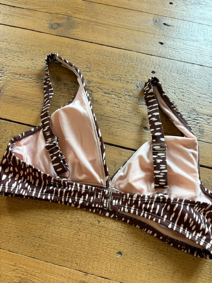 Maillot de bain femme 2 pièces Cupshe neuf noir marron L - photo numéro 5