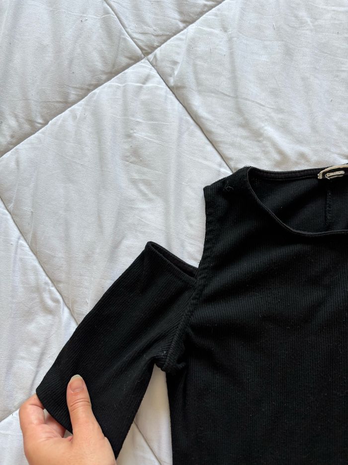 Robe noire pimkie mi longue midi taille 34/36 XS/S – maille stretch – épaules fendues – fendue bas - photo numéro 4