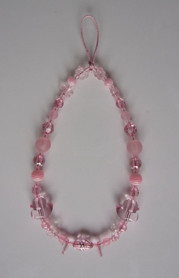 Cordon bracelet déco pour portable canard rose