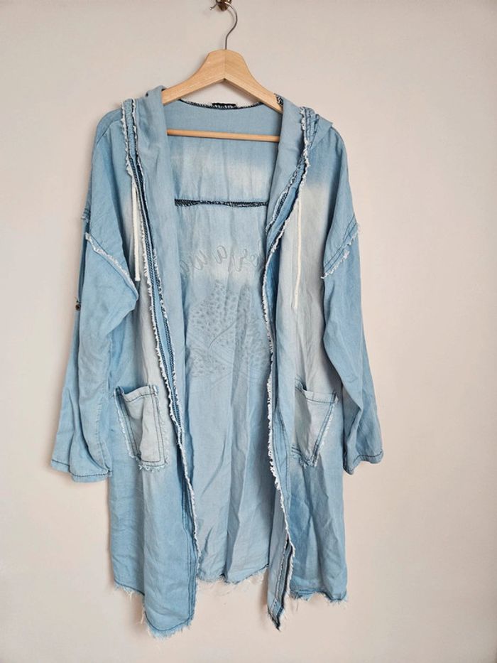 Veste longue en jean fin T.46/48 - photo numéro 2