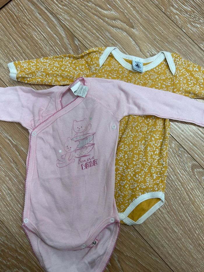 Lot de 2 bodies 6 mois - 67 cm en coton moutarde et rose