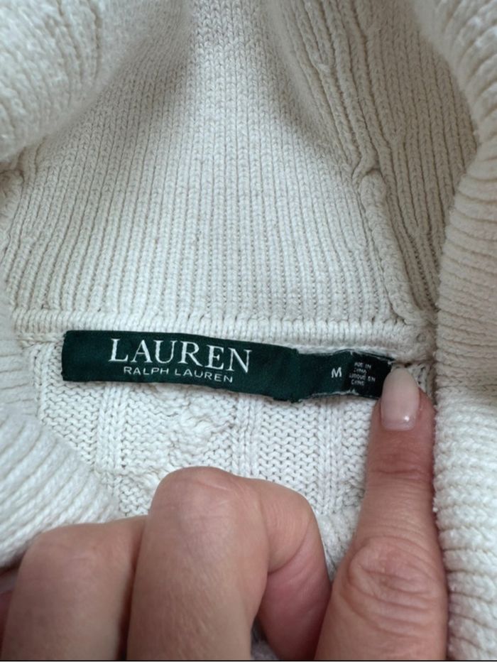 Pull femme Ralph Lauren col roulé torsadé blanc crème taille - photo numéro 3