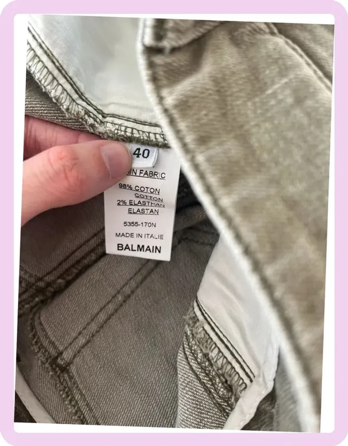 Jean Vert Effet Usé/Déchiré – Balmain – Taille 40 💚 - photo numéro 6