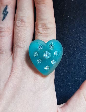 Bague cœur à strass