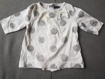 T-shirt fille blanc à poids argenté 1 mois