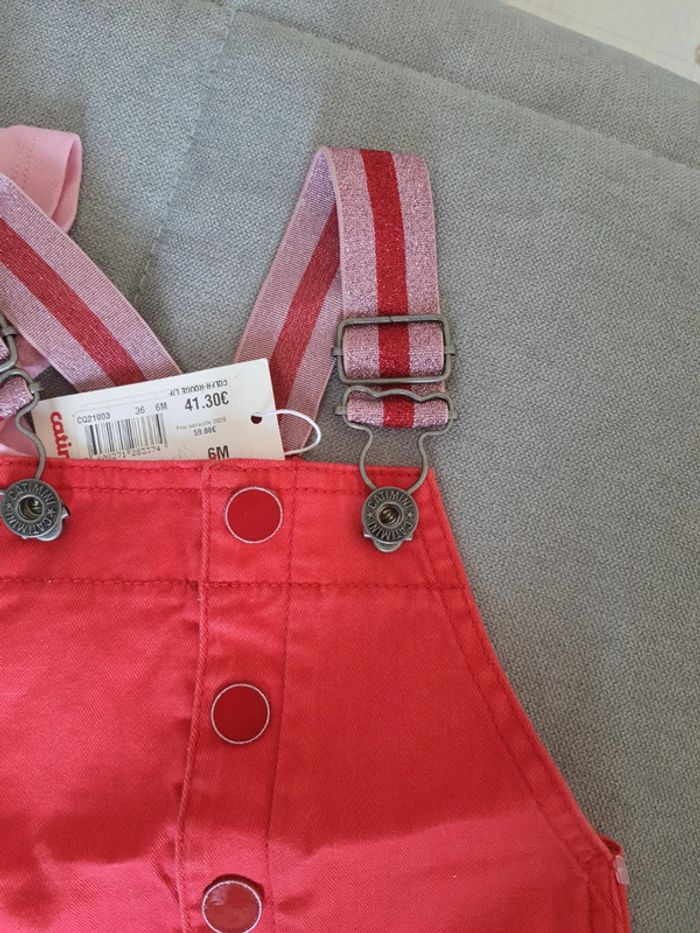 Ensemble Catimini t-shirt et salopette short taille 6 mois neuf avec étiquettes - photo numéro 4