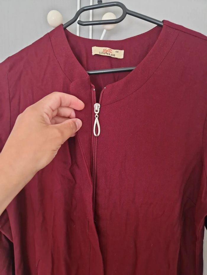 Veste tunique zippée bordeaux avec poches taille L neuve - photo numéro 5