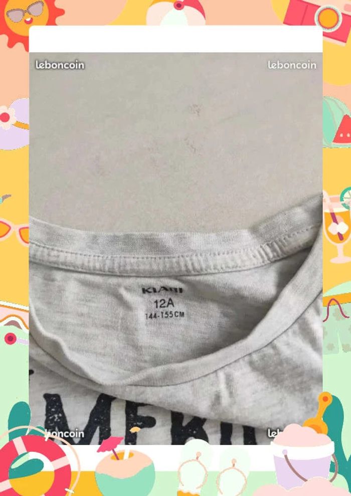 tee shirt col rond manches longues 12 ans Kiabi Gris - photo numéro 2