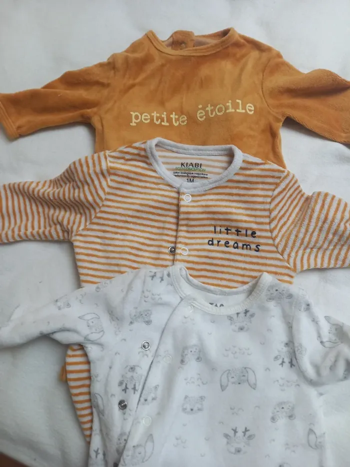 Lot 3 pyjamas éponge coton 1 mois