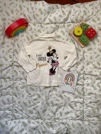 sous pull blanc disney minnie 12 mois
