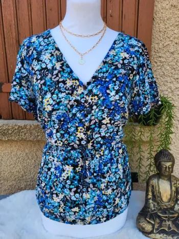 Blouse fleuri noir multicolore pep & co taille 46