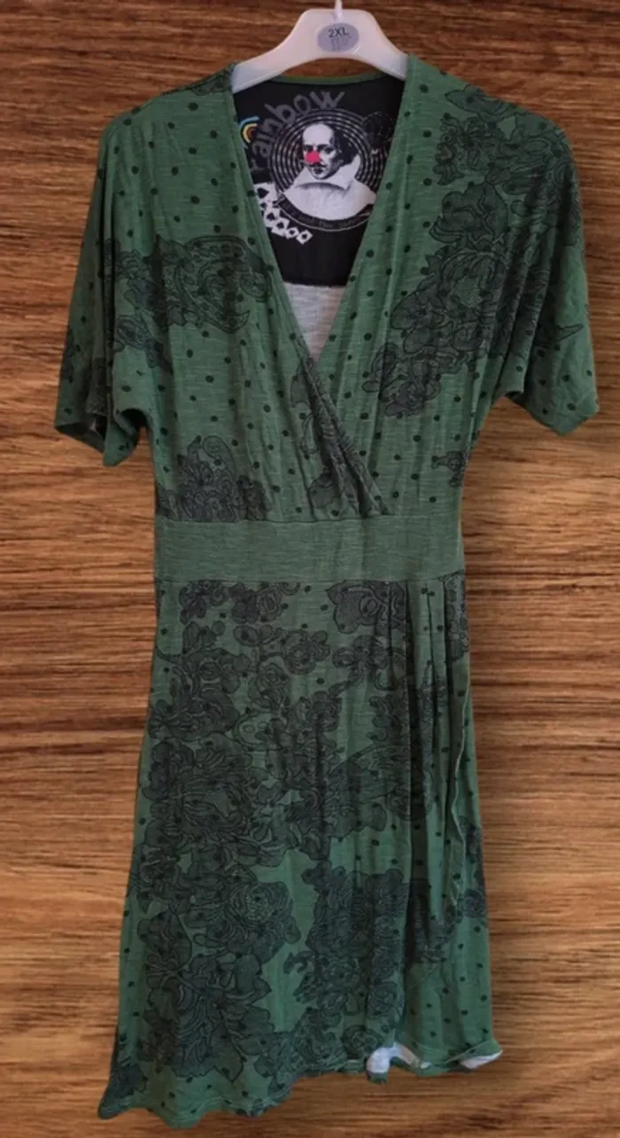 🌿 Robe verte imprimée vintage bohème 🌿