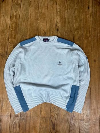 Pull maille vintage côtelé 100% coton rugby brodé Oliphil L