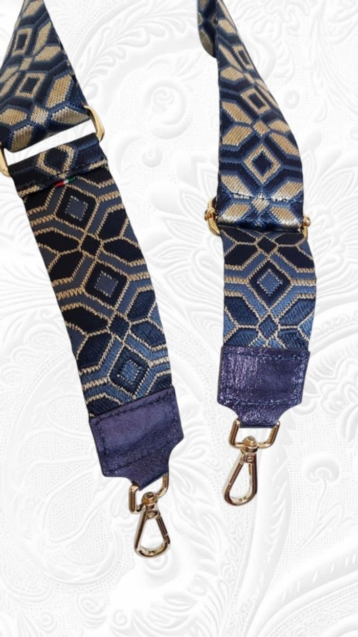 Bandoulière fantaisie finitions cuir irisé bleu nuit - photo numéro 4