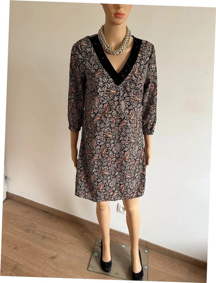 Robe imprimée avec manches 3/4 Cache Cache taille S TBE - photo numéro 3