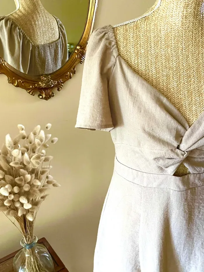 sublime Robe cache cache 40 ecru noeud devant manches courtes decollete V chic - photo numéro 4