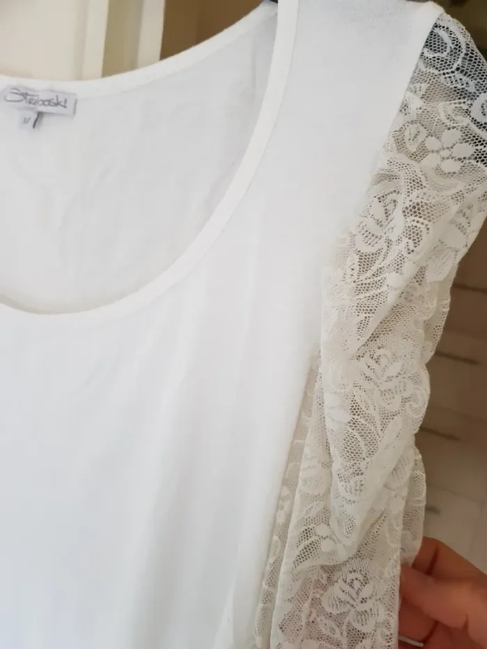 Haut M écru manches dentelle - photo numéro 4
