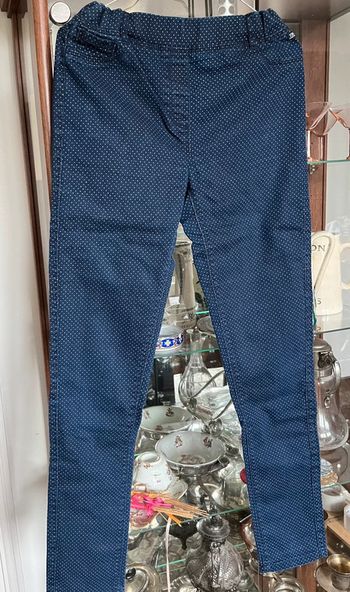 Pantalon slim T.38 Terre de Marins Marine à petits pois