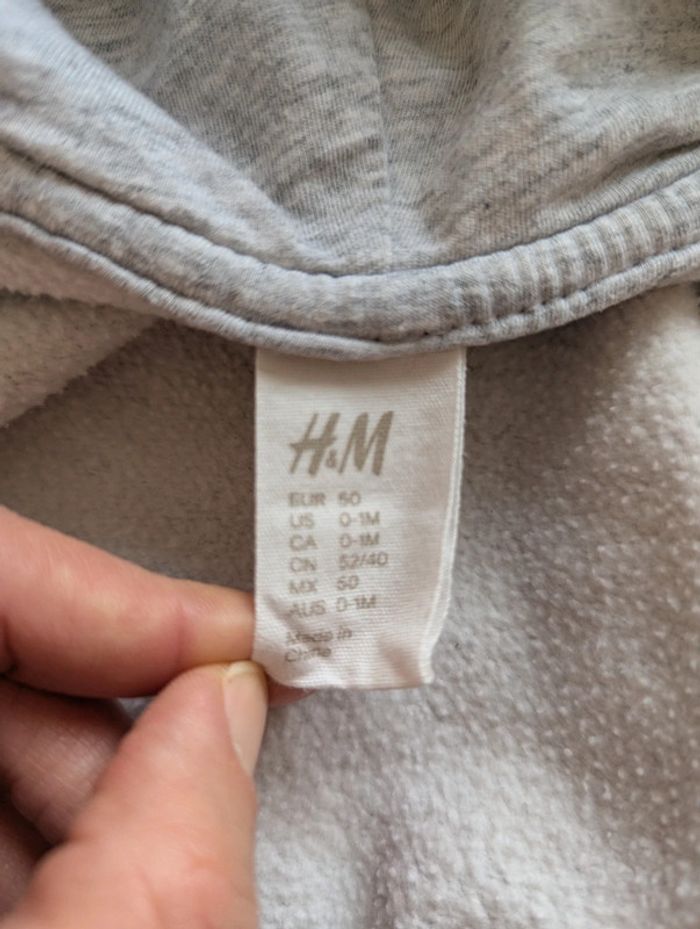 Veste imitation jean 1 mois (50 cm) - H&M - Capuche grise - photo numéro 3