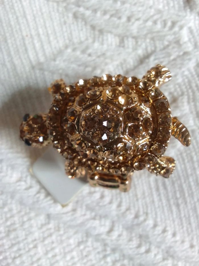 Bague élastique tortue doré neuve avec étiquette - photo numéro 2